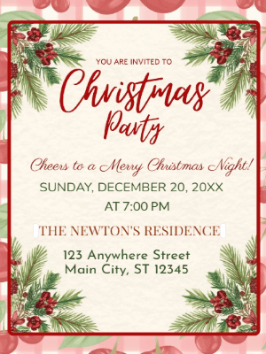 Christmas Party Invitation Red 64 customizable template