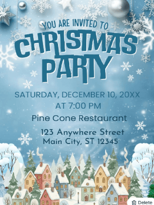 Christmas Party Invitation Blue 50 customizable template
