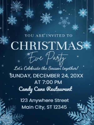 Christmas Party Invitation Blue 47 customizable template