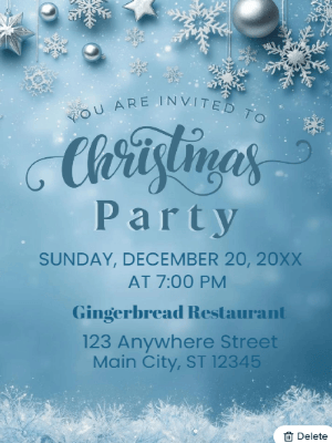 Christmas Party Invitation Blue 46 customizable template