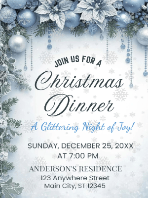 Christmas Dinner Party Invitation Blue 44 customizable template