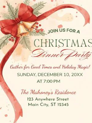 Christmas Party Invitation Coquette Red 90 customizable template