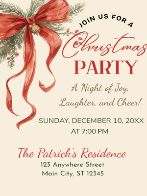 Christmas Party Invitation Coquette Red 89 customizable template