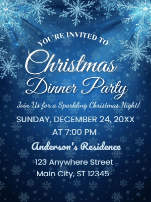 Christmas Party Invitation Blue 48 customizable template