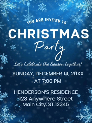 Christmas Party Invitation Blue 52 customizable template