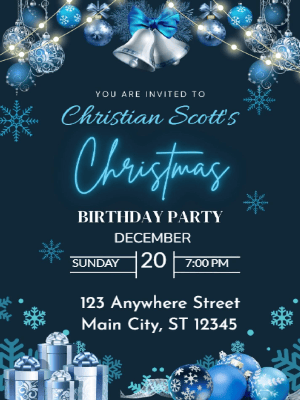 Christmas Party Invitation Birthday Party 16 customizable template