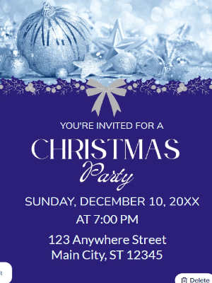 Christmas Party Invitation Blue 13 customizable template