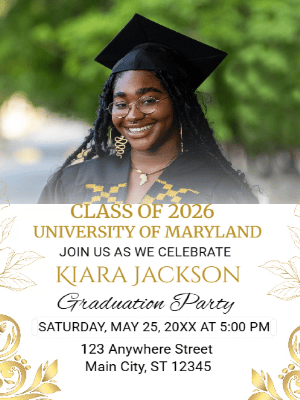 Elegant Graduate Party with Photo Graduation Photo Party Invitation customizable template