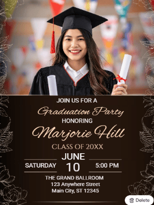 Elegant Graduation party with Photo Graduation Photo Party Invitation customizable template