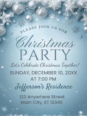 Christmas Party Invitation Blue 51 customizable template