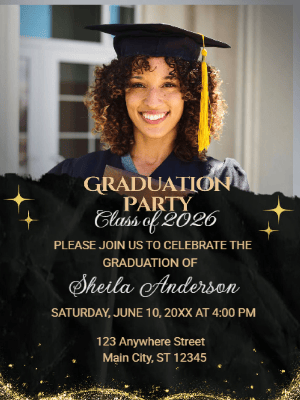 Elegant Graduation Photo Party Invitation customizable template