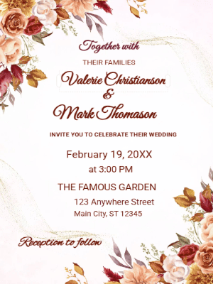 Elegant Modern Purple Floral Wedding Invitation customizable template