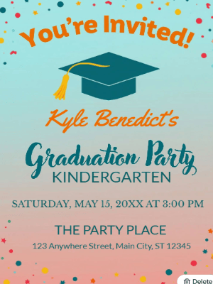 Kindergarten Graduation Invitation Kids Graduation Party Invitation customizable template