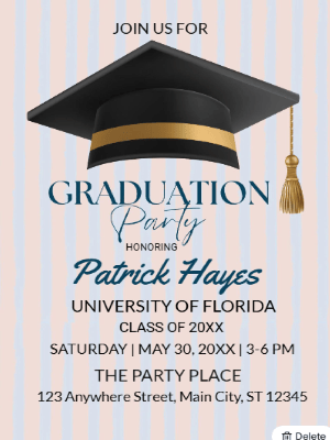 Elegant Minimalist Blue Graduation Party Invitation customizable template