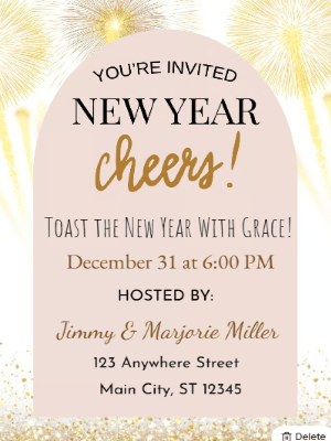 Modern White Gold Fireworks New Year Party Invitation 34 customizable template