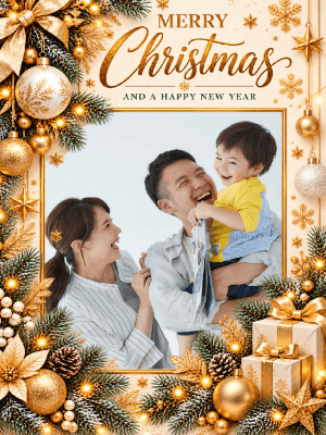 Gold Merry Christmas Greetings
