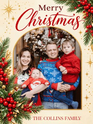 Gold and Red Merry Christmas Greetings