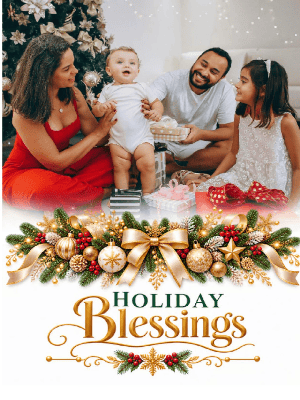 Gold Holiday Blessings Greetings