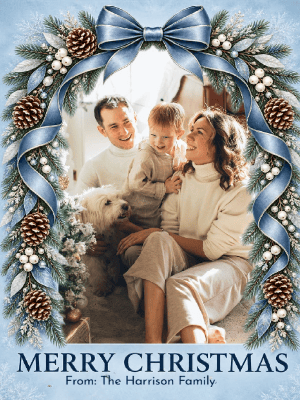 Christmas Blue Garland Greetings