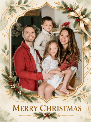 Simple Green Gold Christmas Greetings