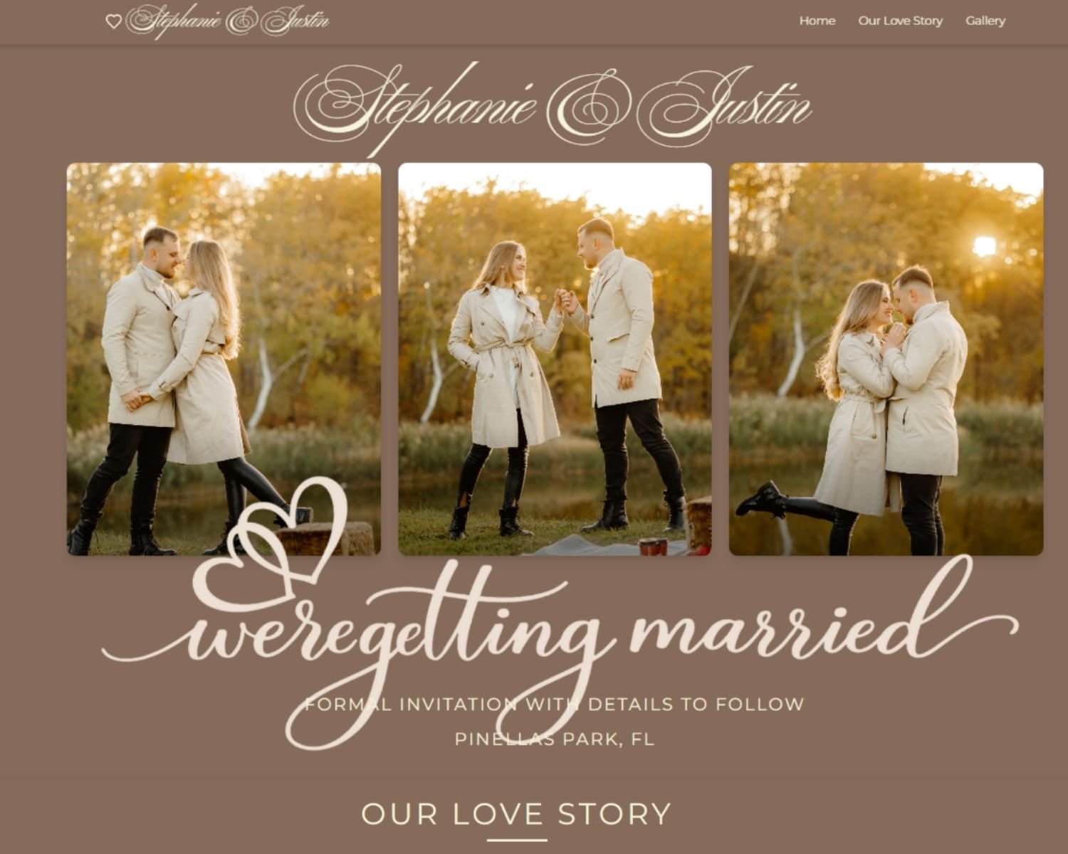 Mocha Mousse and Cream Wedding Save the Date Website