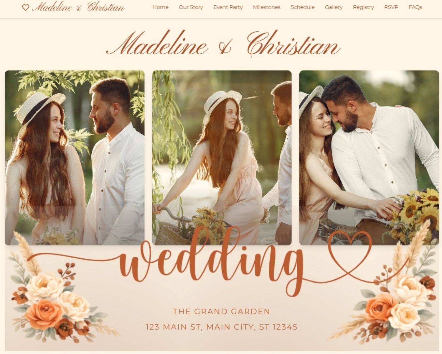 Wedding Website Boho Style Wedding Caligraphy Website