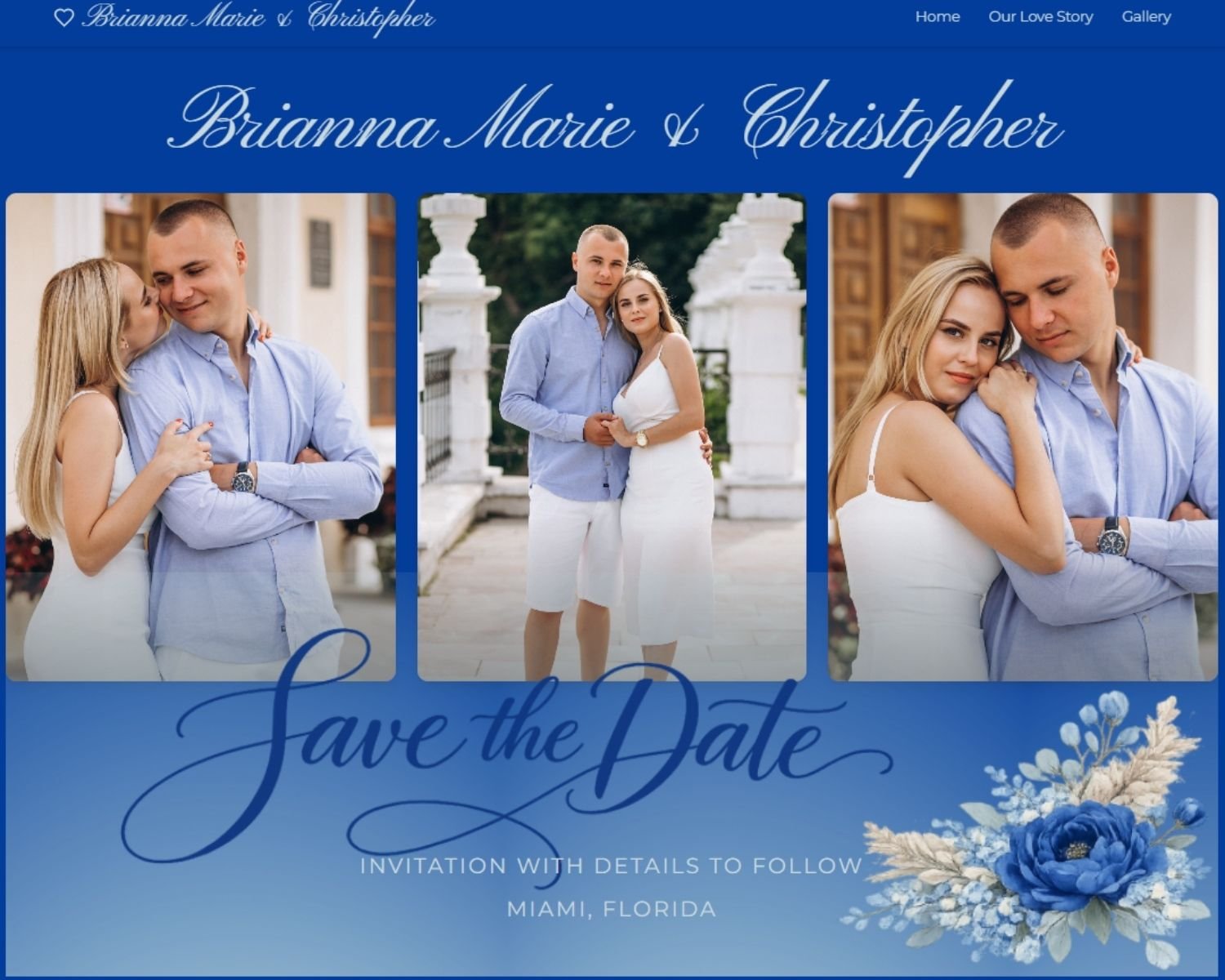 Wedding Icy Blue Elegant Flower Wedding Save the Date 
