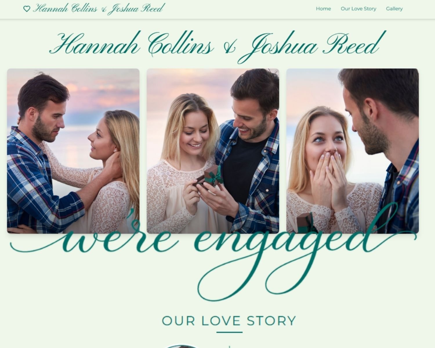 Elegant Modern Wedding Engagement Website Announcement with Photos and Story