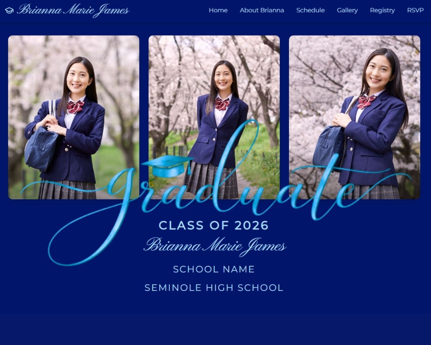 Elegant Blue Graduation Announcement with Blue Graduate Overlay