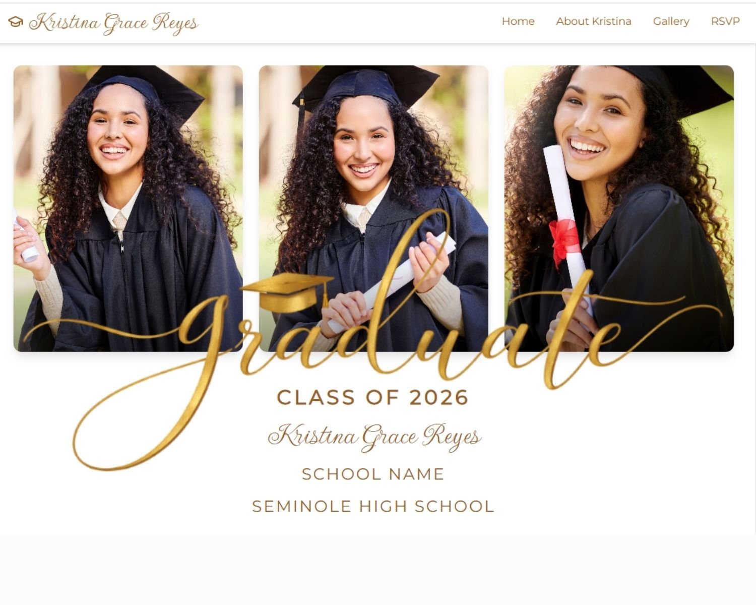 Elegant Modern Graduation Announcement  with Gold Graduate Overlay