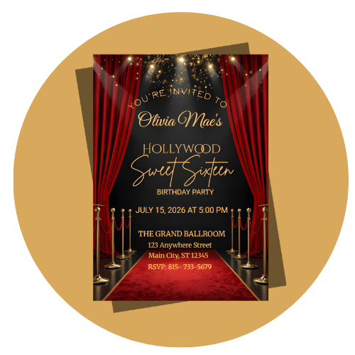 Hollywood Glam Sweet 16 Invitations sweet 16 invitation style