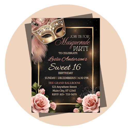 Masquerade Sweet 16 Invitations sweet 16 invitation style