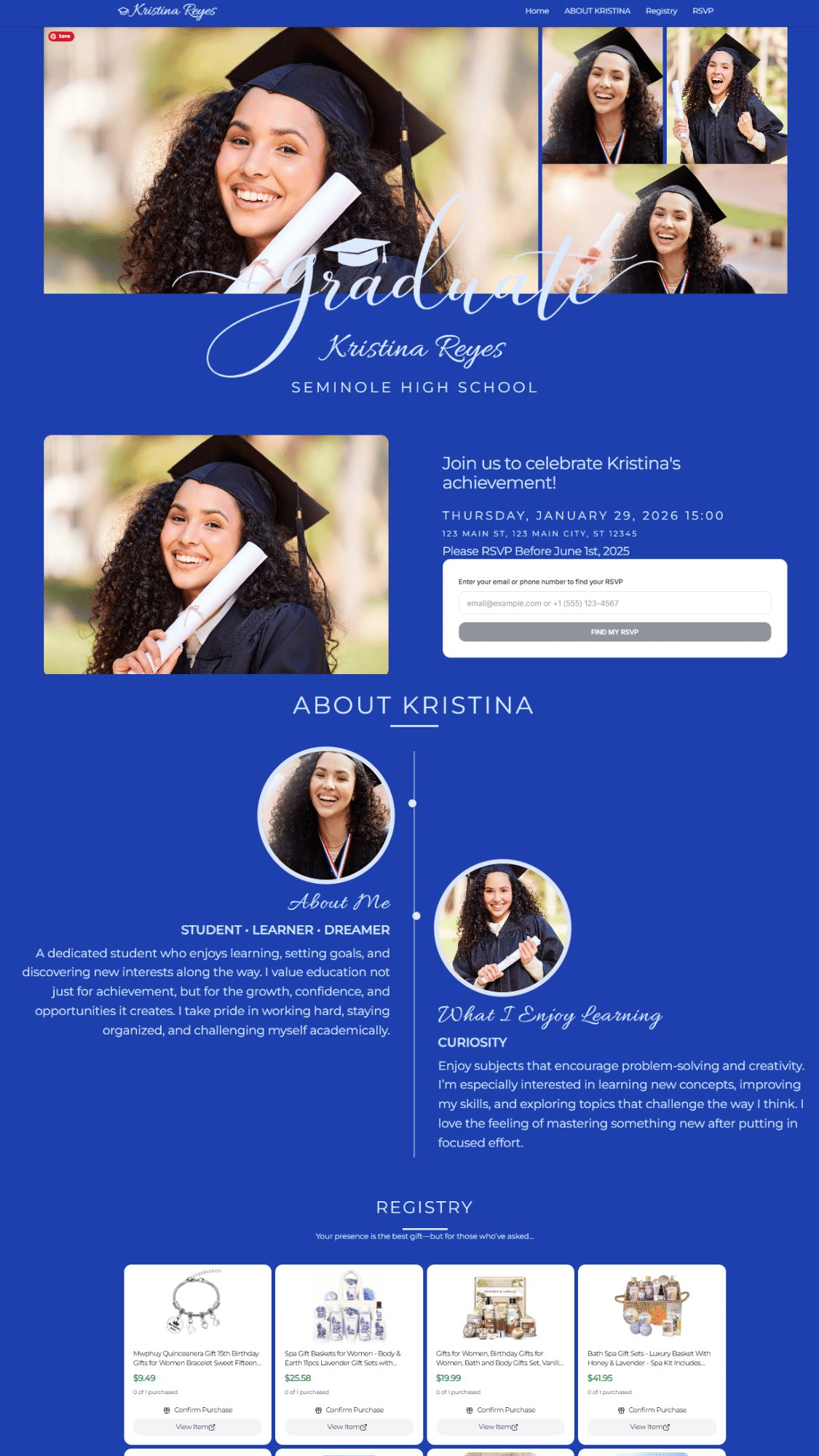 Elegant Graduation Collage Website