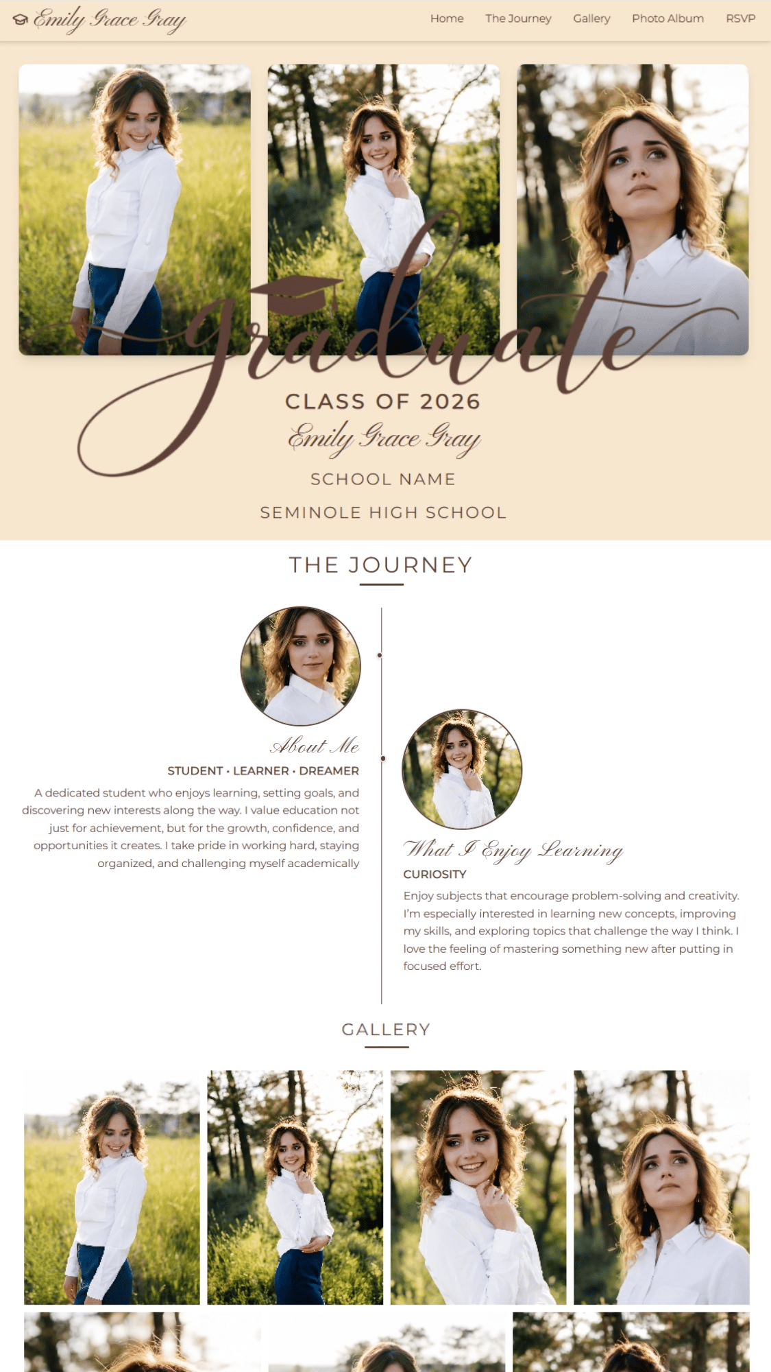Elegant Boho Graduation Graduate Photo Website Announcement