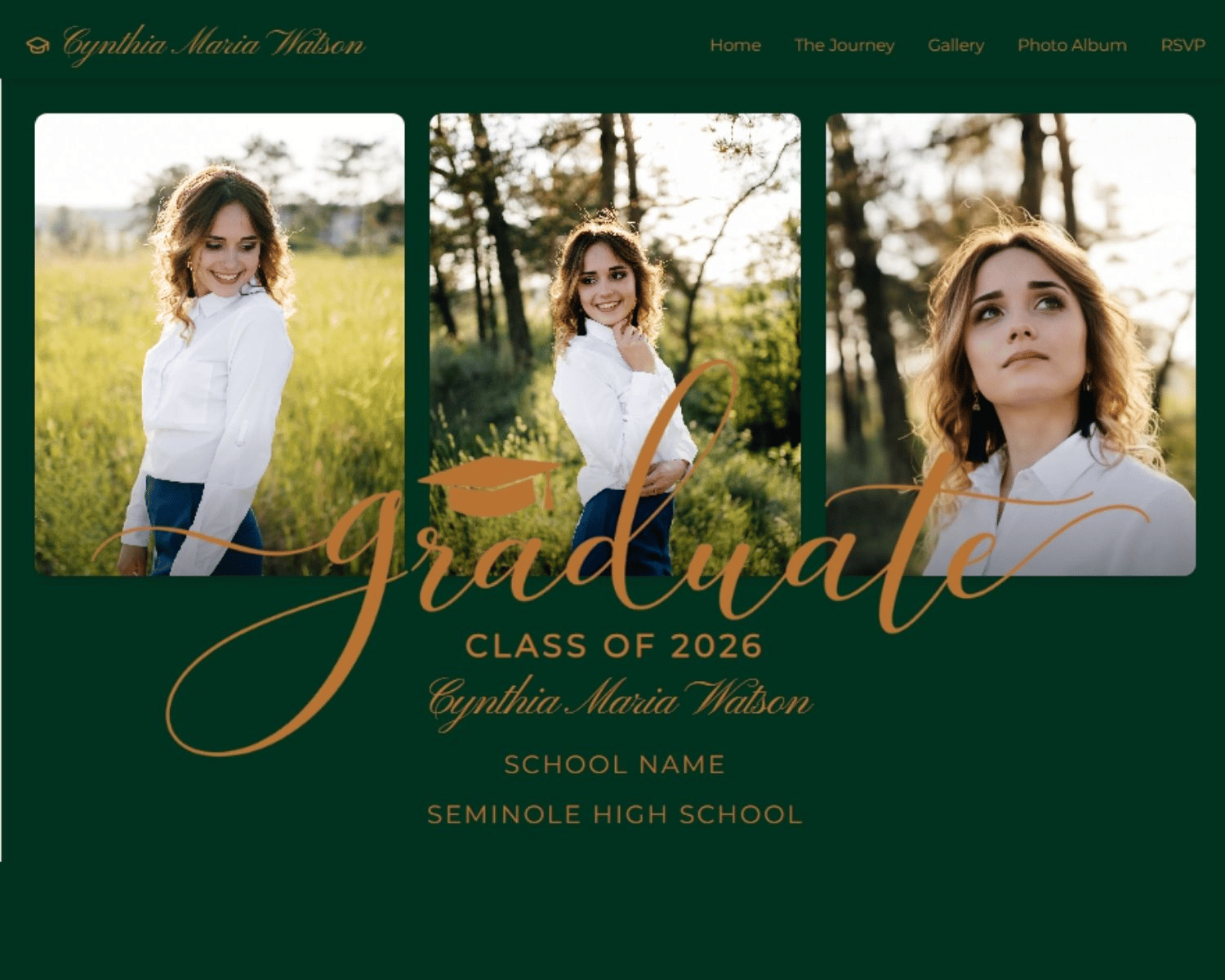Elegant Modern Teal & Burnt Orange Graduation Graduate Website Page