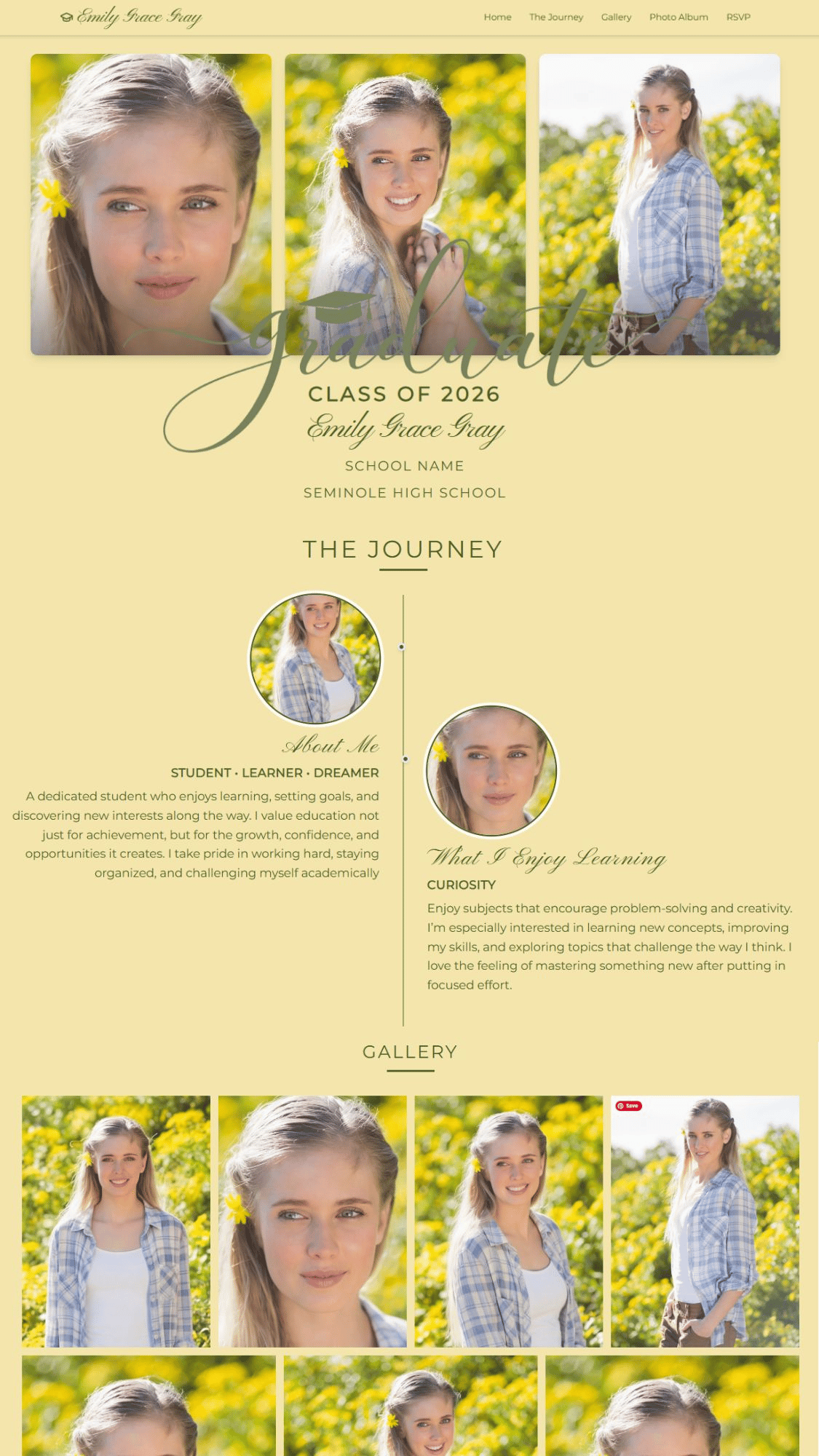 Elegant Modern Lemon & Green Announcement Graduate Website
