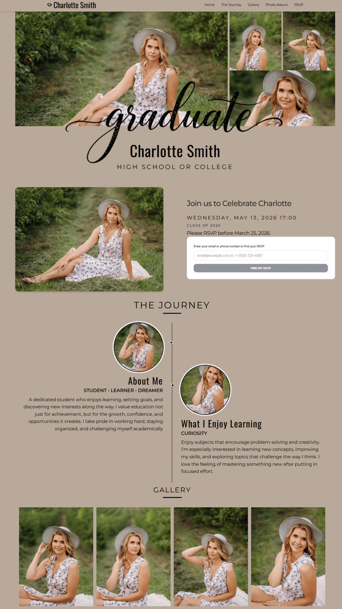 Elegant Minimalist Graduation Announcement Graduate Photo Black & Coffee