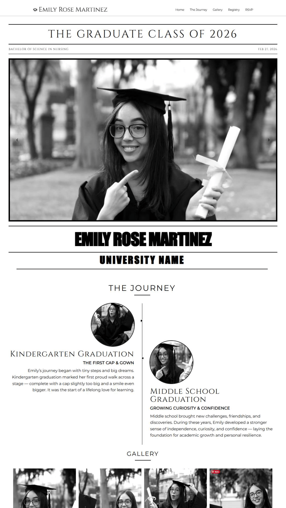 Modern Graduation NewsPaper Black and White Graduation Website