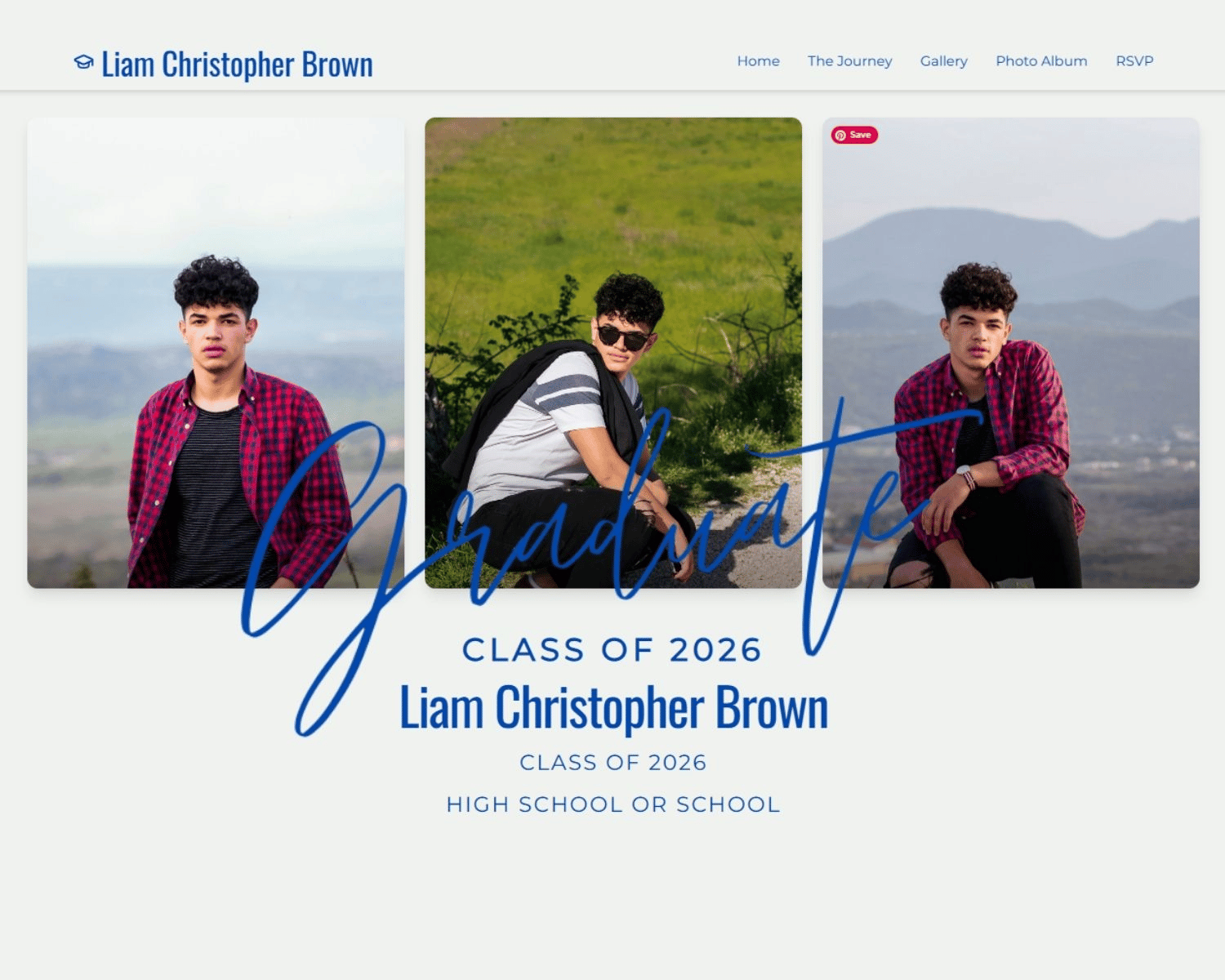 Elegant Modern Blue Graduation Announcement with Graduate