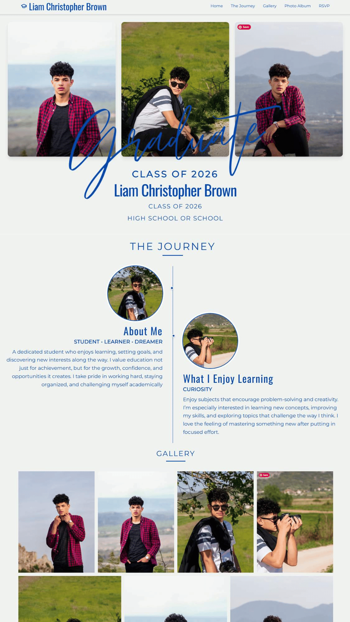 Elegant Modern Blue Graduation Announcement with Graduate