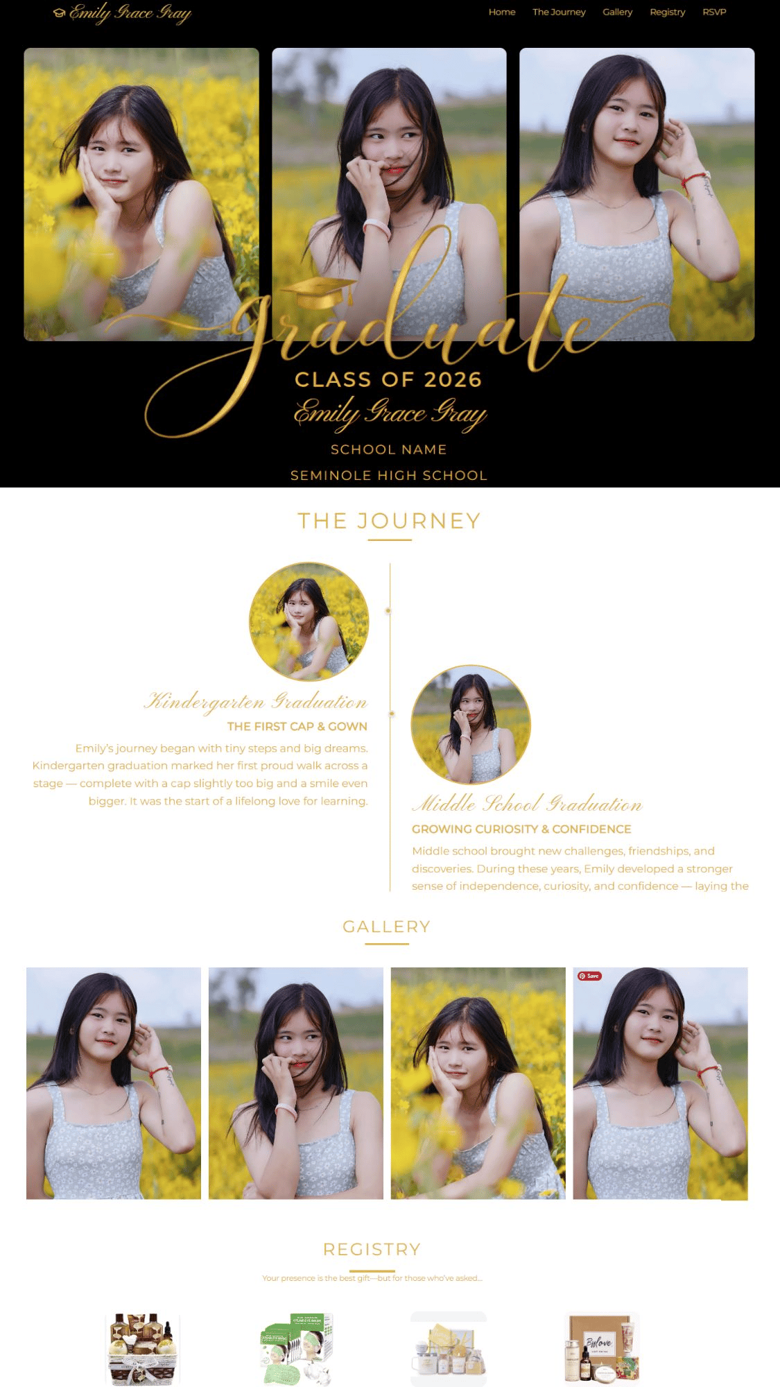 Elegant Modern Graduation Announcement  Black with Gold Graduate Overlay 