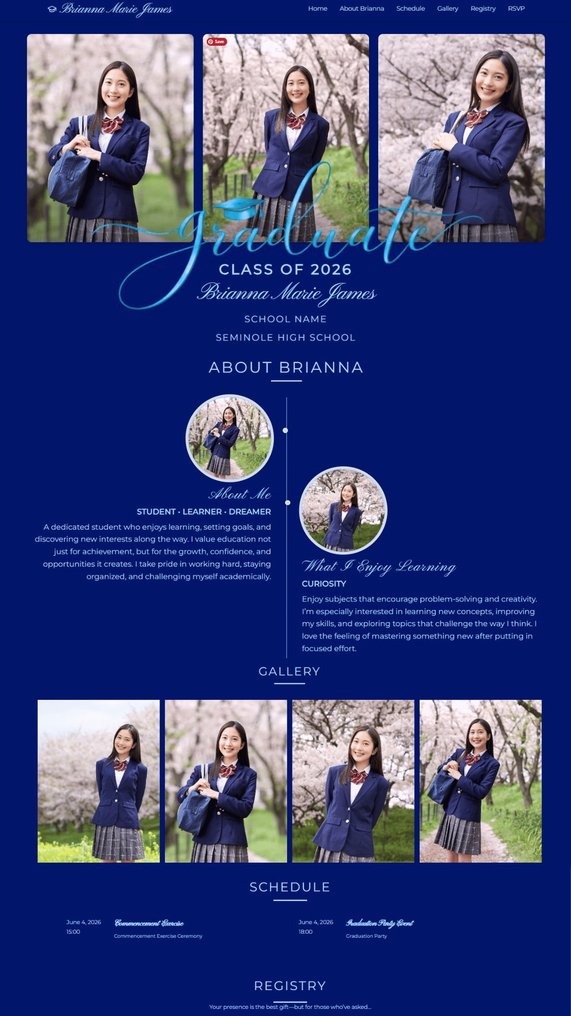 Elegant Blue Graduation Announcement with Blue Graduate Overlay
