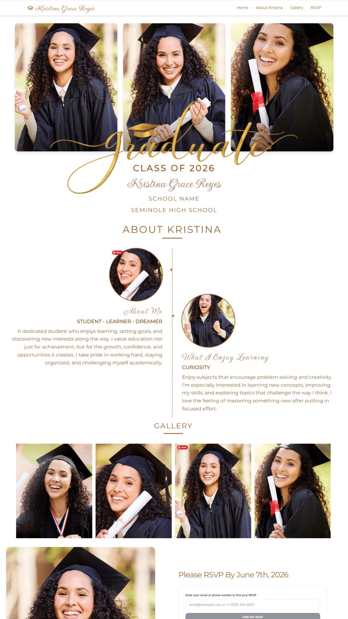 Elegant Modern Graduation Announcement  with Gold Graduate Overlay