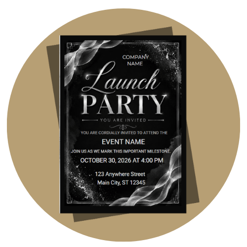 LAUNCH PARTY business invitation style
