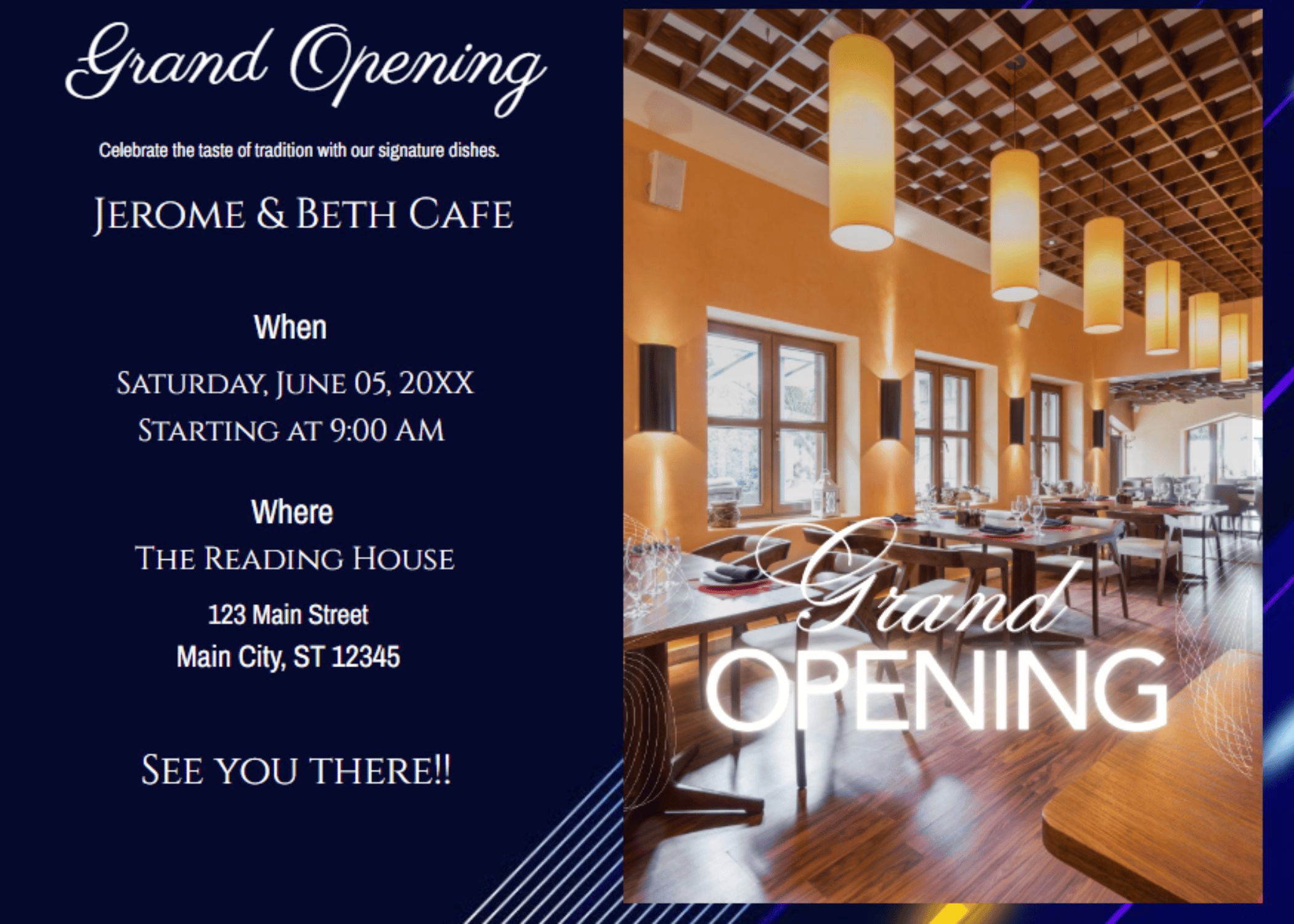 Modern Elegant Grand Opening Event Page with Photo
