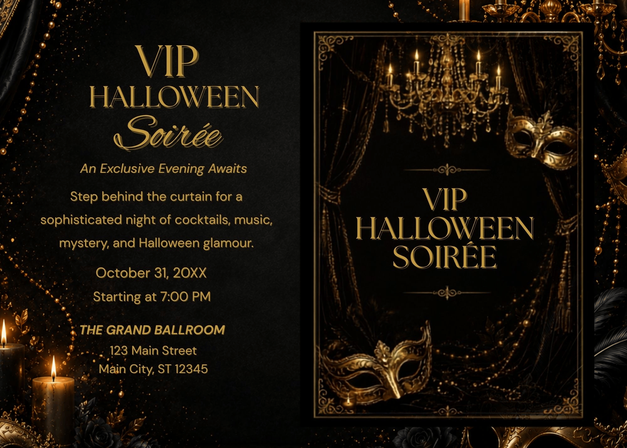 Elegant VIP Halloween Soirée Event Page