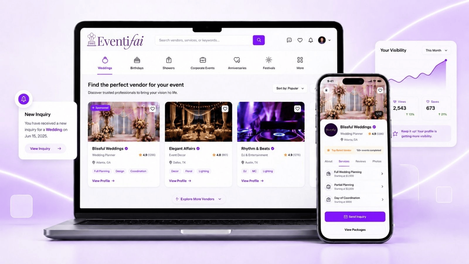 Eventifai vendor marketplace and business listing